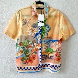 ZARA Tropical Print Camp Shirt, ZW COLLECTION, Sz M